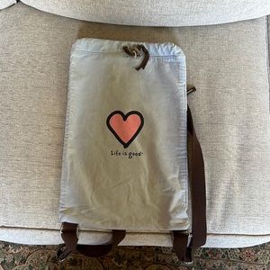 Life is Good Heart Backpack (drawstring style)